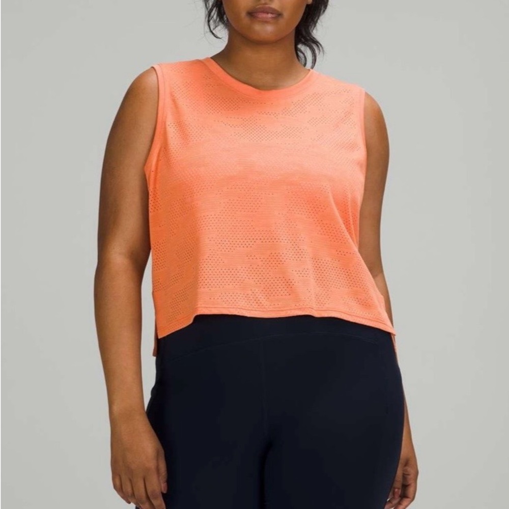 Lululemon Train To Be Tank Orange Apricot Cropped Size 12